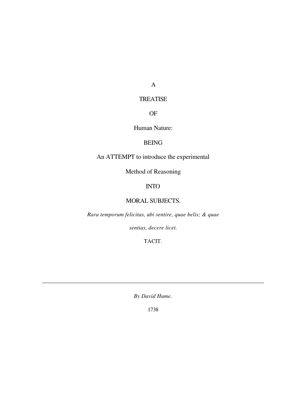 Hume, David A treatise on the Human Nature cover