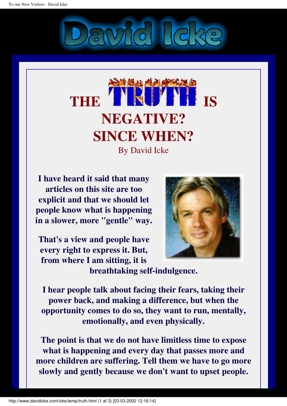 David Icke - The Truth is Negative - Since When cover