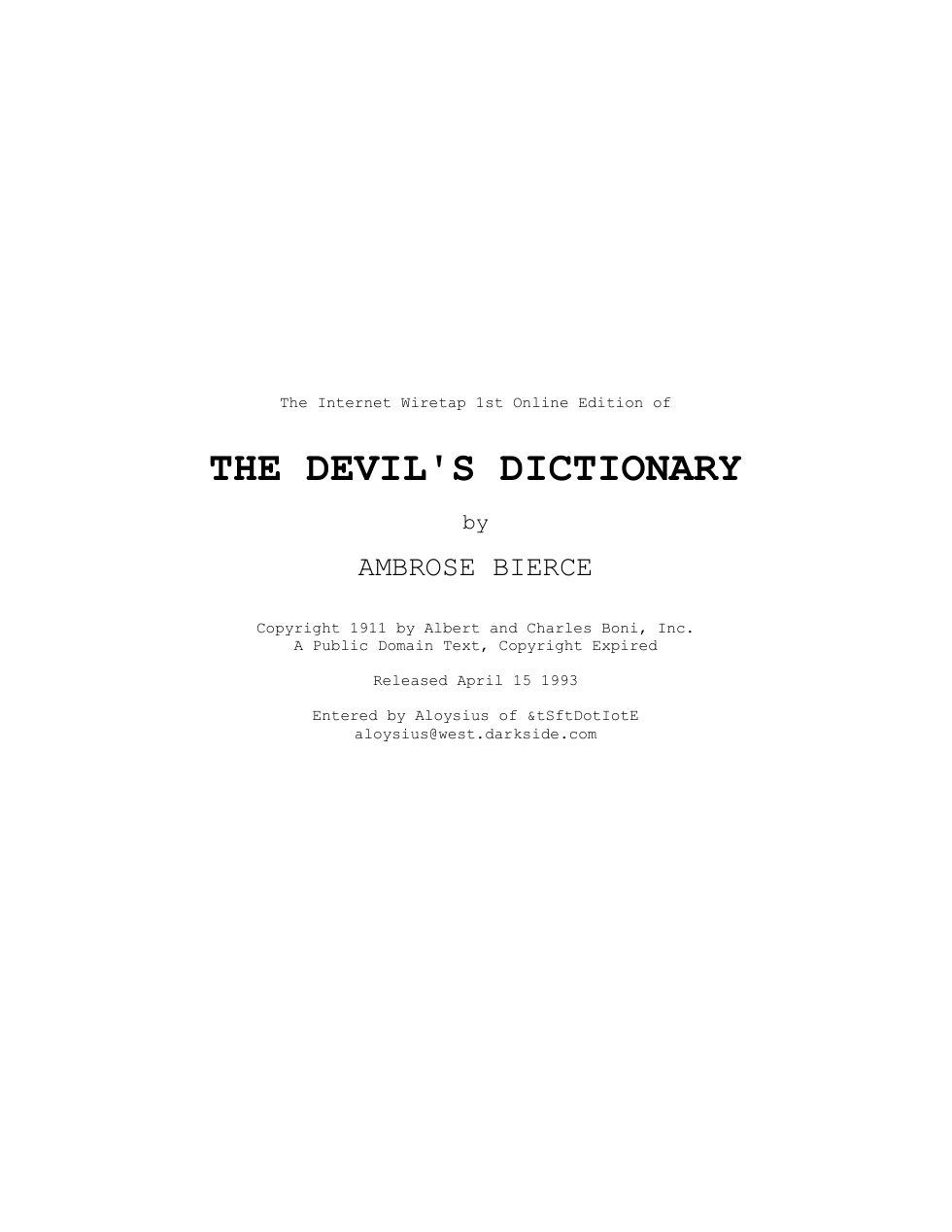Ambrose Bierce - The Devil's Dictionary cover