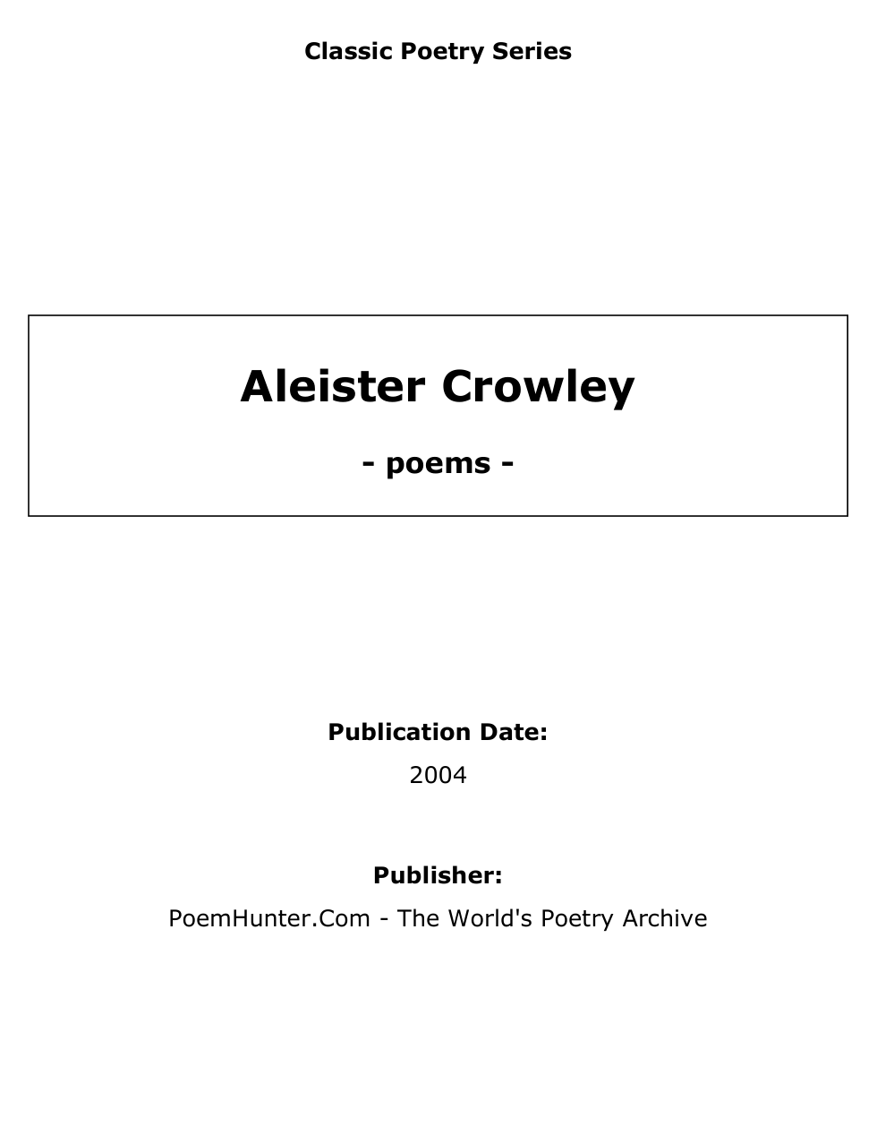 aleister crowley - selected poems cover