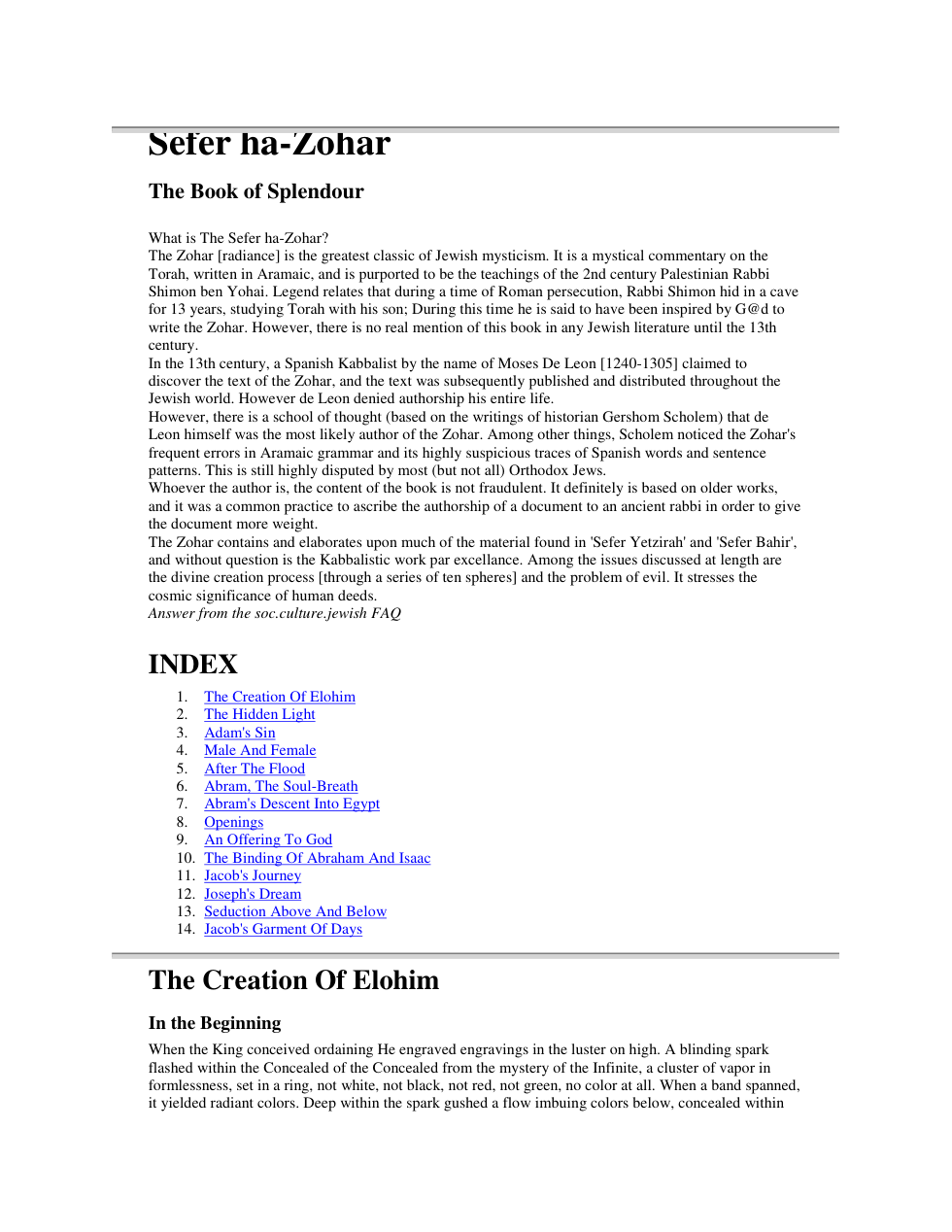 Sepher Ha Zohar Excerpts cover