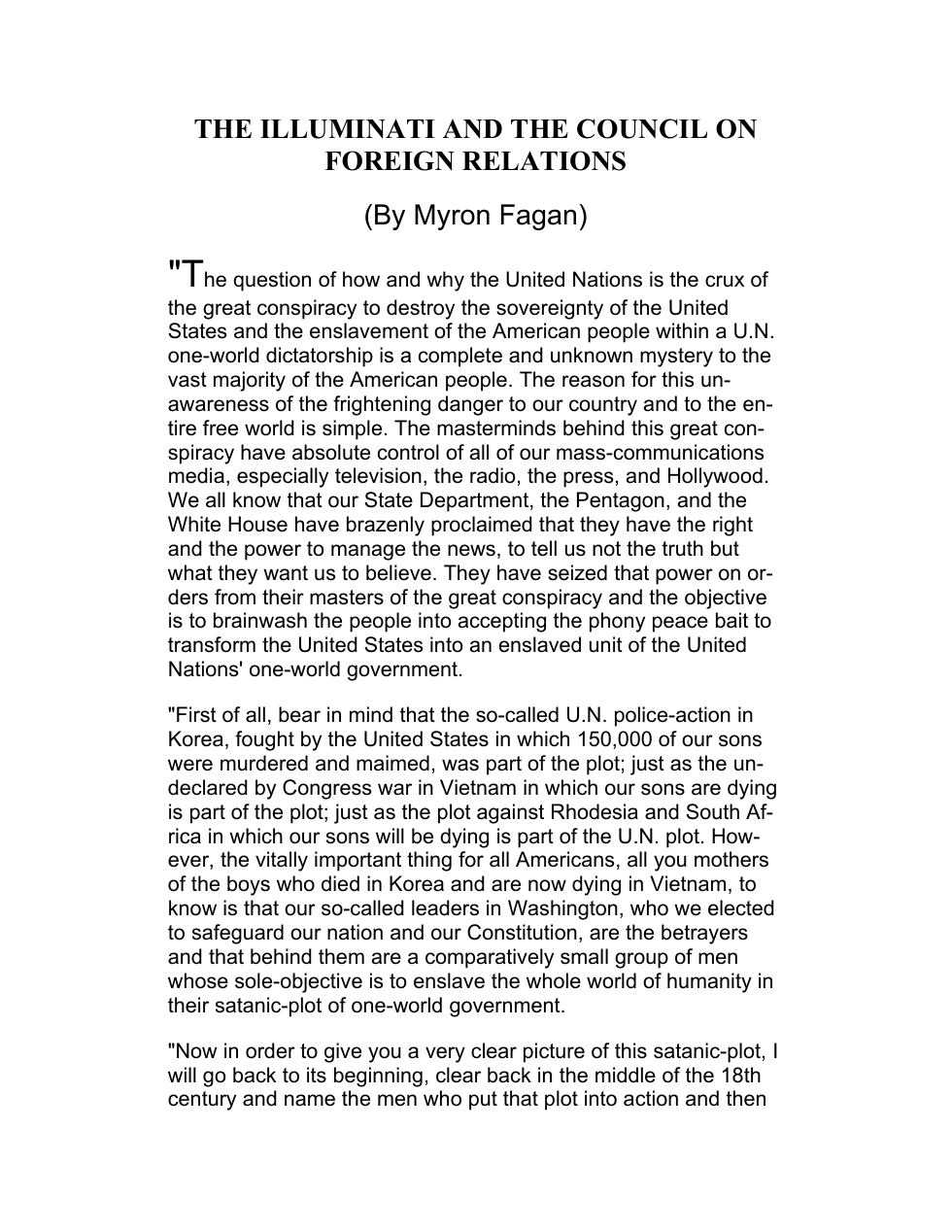 Illuminati And The Council On Foreign Relations cover