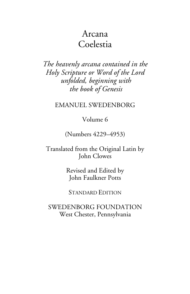 Emanuel Swedenborg - Arcana Coelestia - 06 of 12 cover