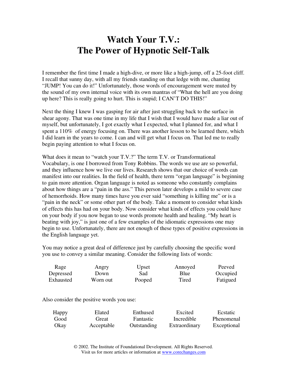 Power Of Hypnotic Self-Talk cover