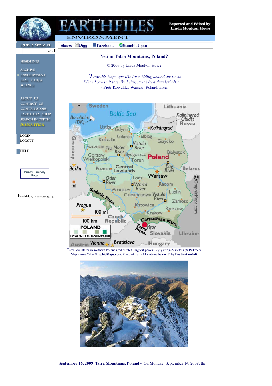 09 16 2009 Yeti in Tatra Mountains, Poland cover