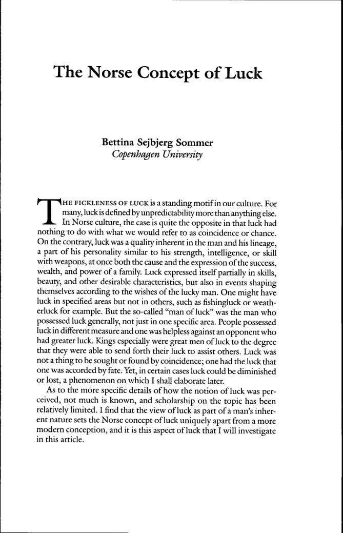 Bettina Sejbjerg Sommer - The Norse Concept of Luck cover