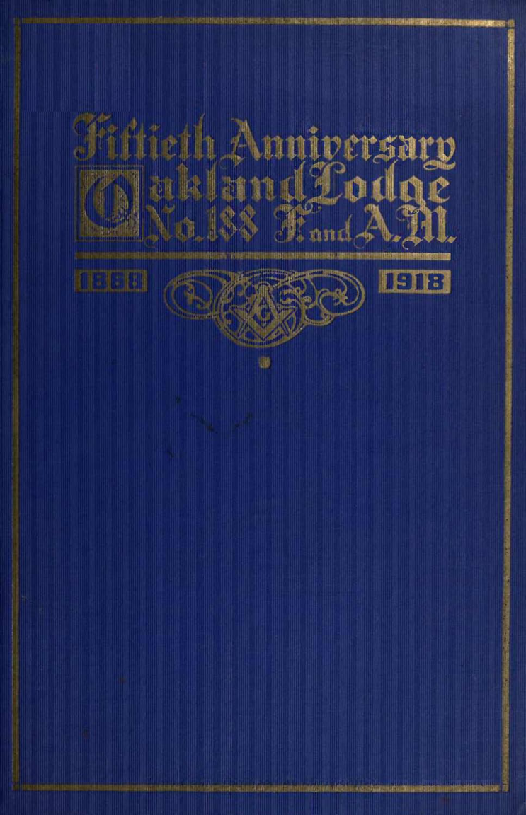 Fiftieth Anniversary - Oakland Lodge 1868-1918 cover