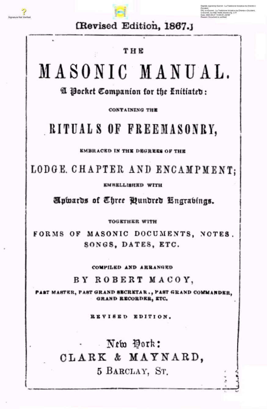 Macoy - The Masonic Manual cover