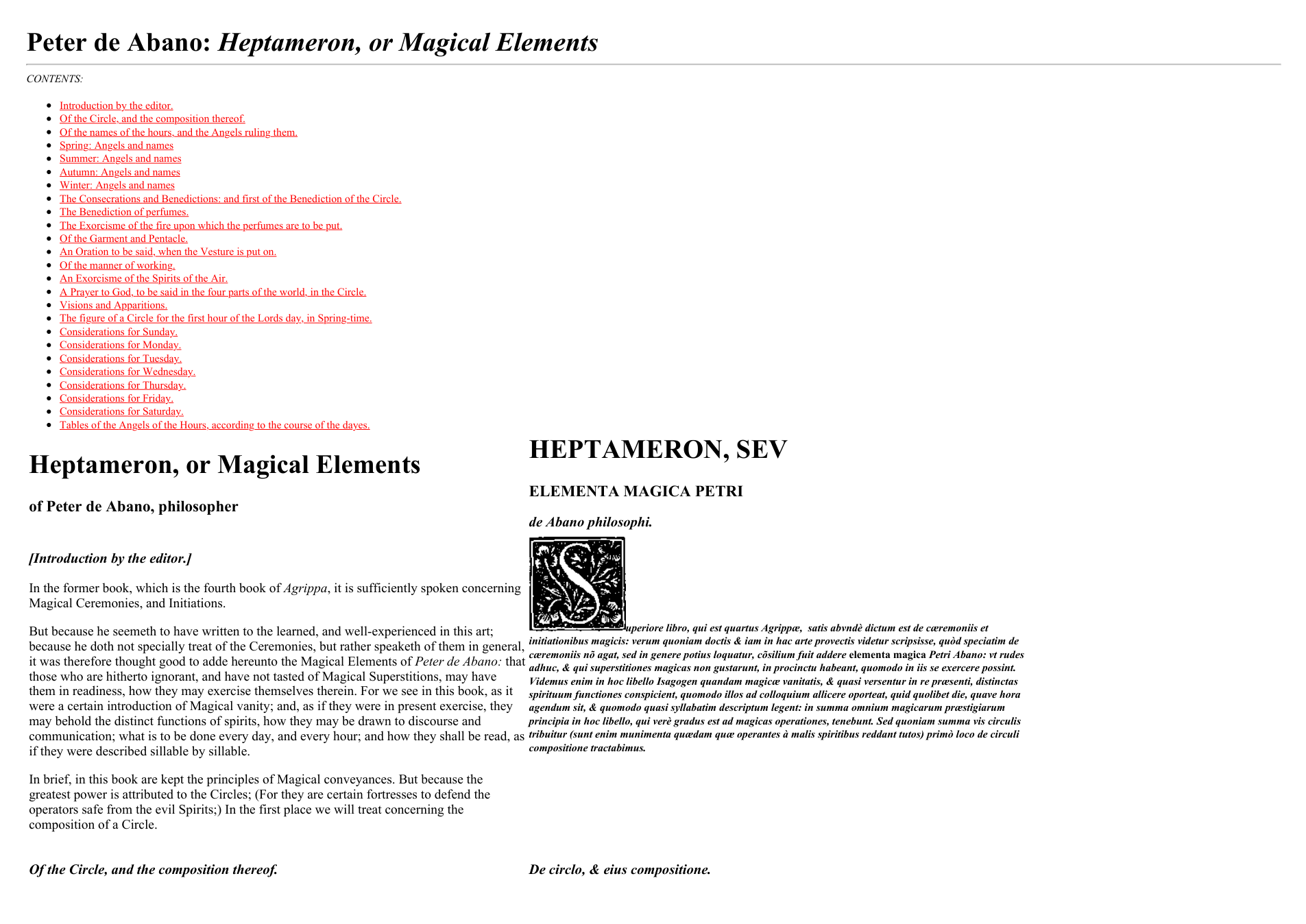 Peter de Abano - Heptameron, or Magical Elements cover