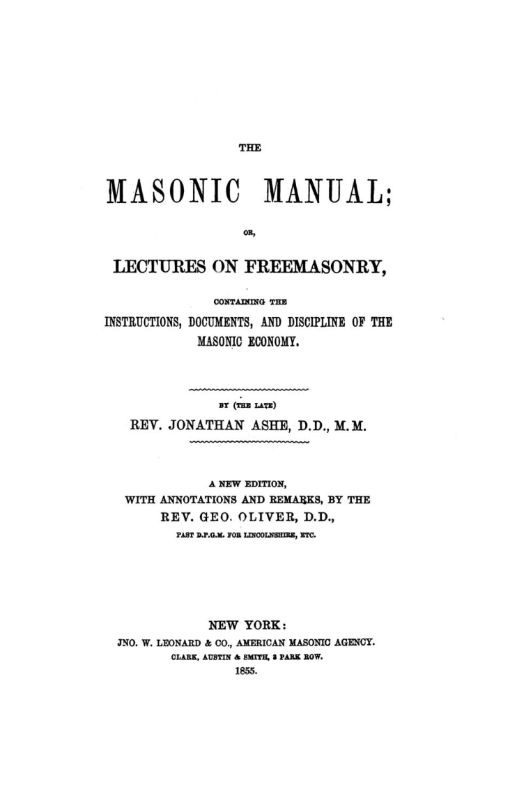 Lectures on Freemasonry - J Ashe cover