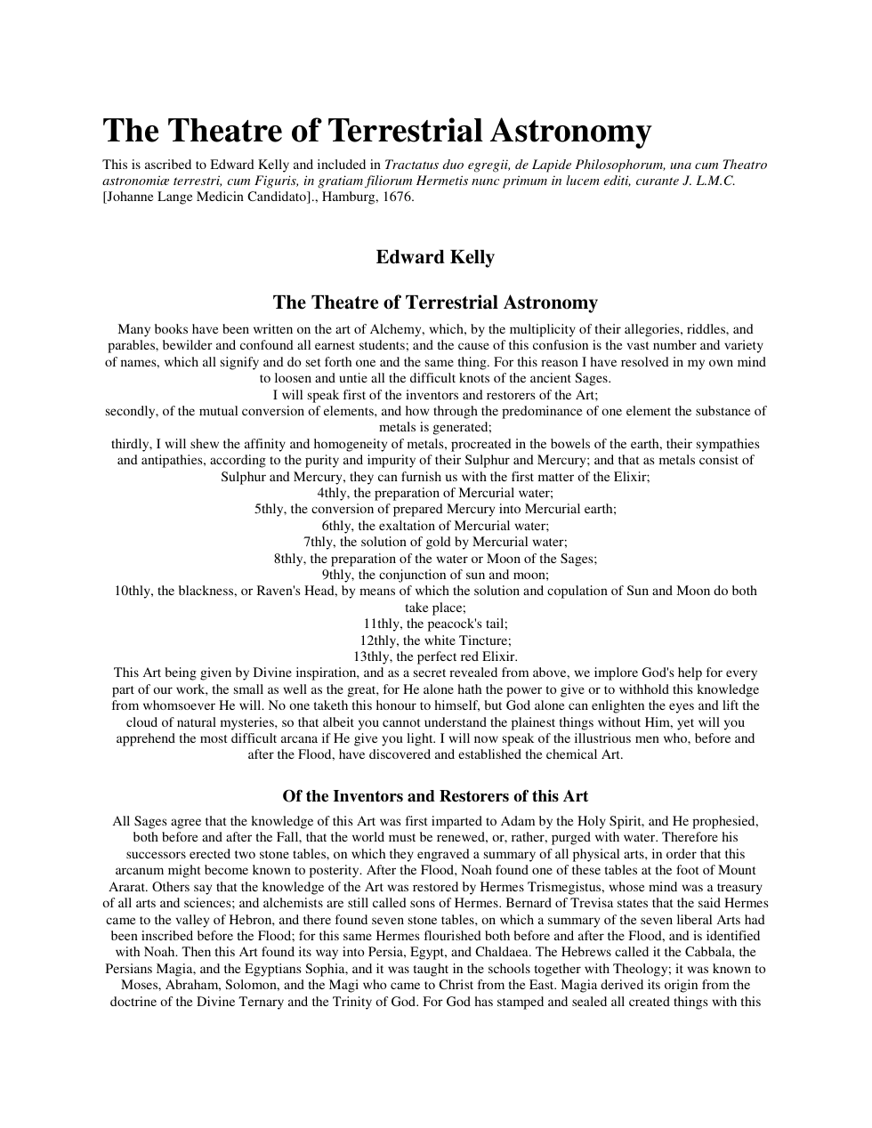 Edward Kelly's Theatre of Terrestrial Astronomy cover