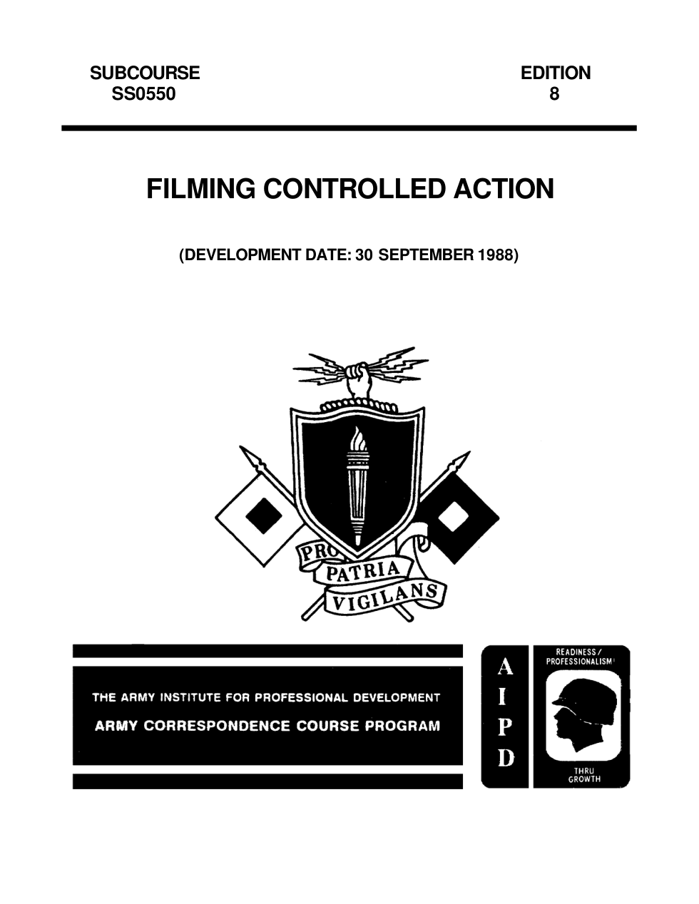 ARMY TV-Filming Controlled Action 1988 41 pages cover