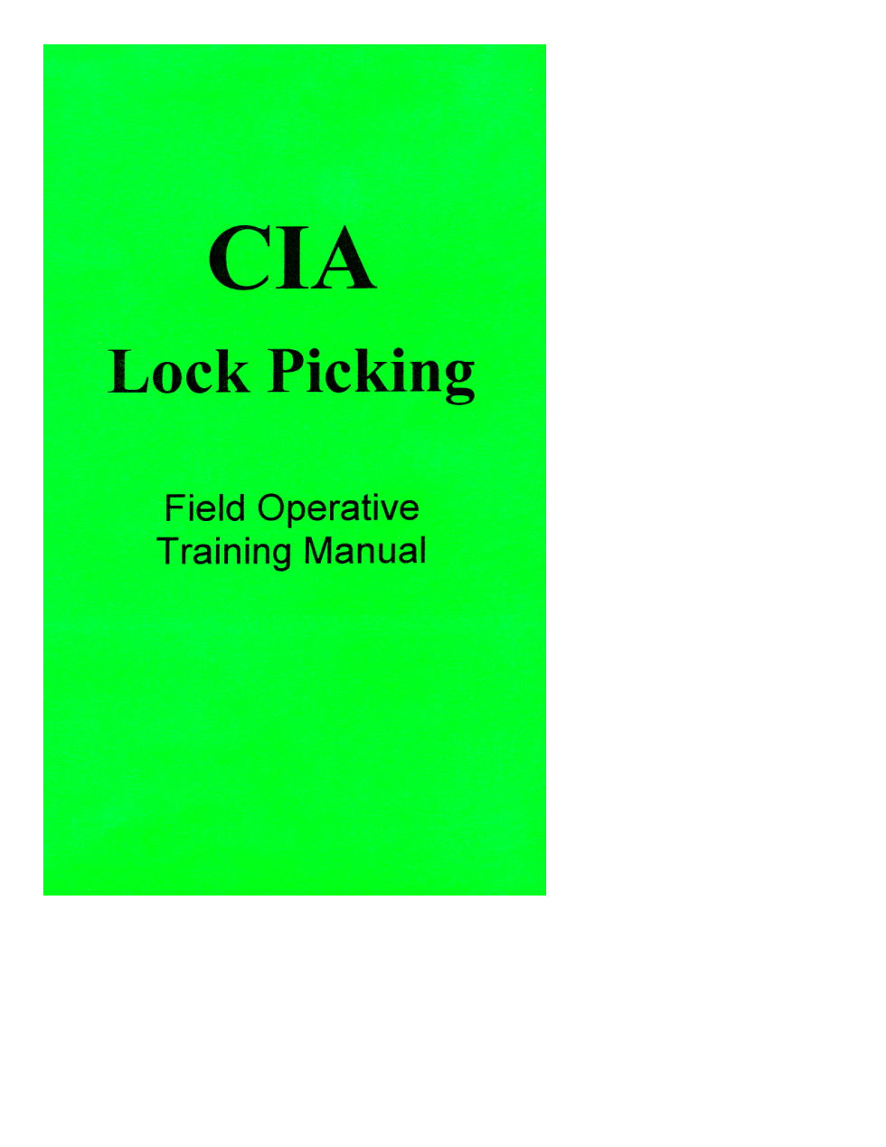 CIA - Lock Picking Field Operative Training Manual 50 pages cover