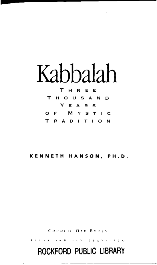 Kenneth Hanson - Kabbalah Three Thousand Years of Mystic Tradition cover