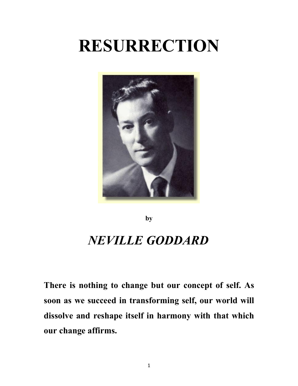 Neville Goddard - Resurrection cover