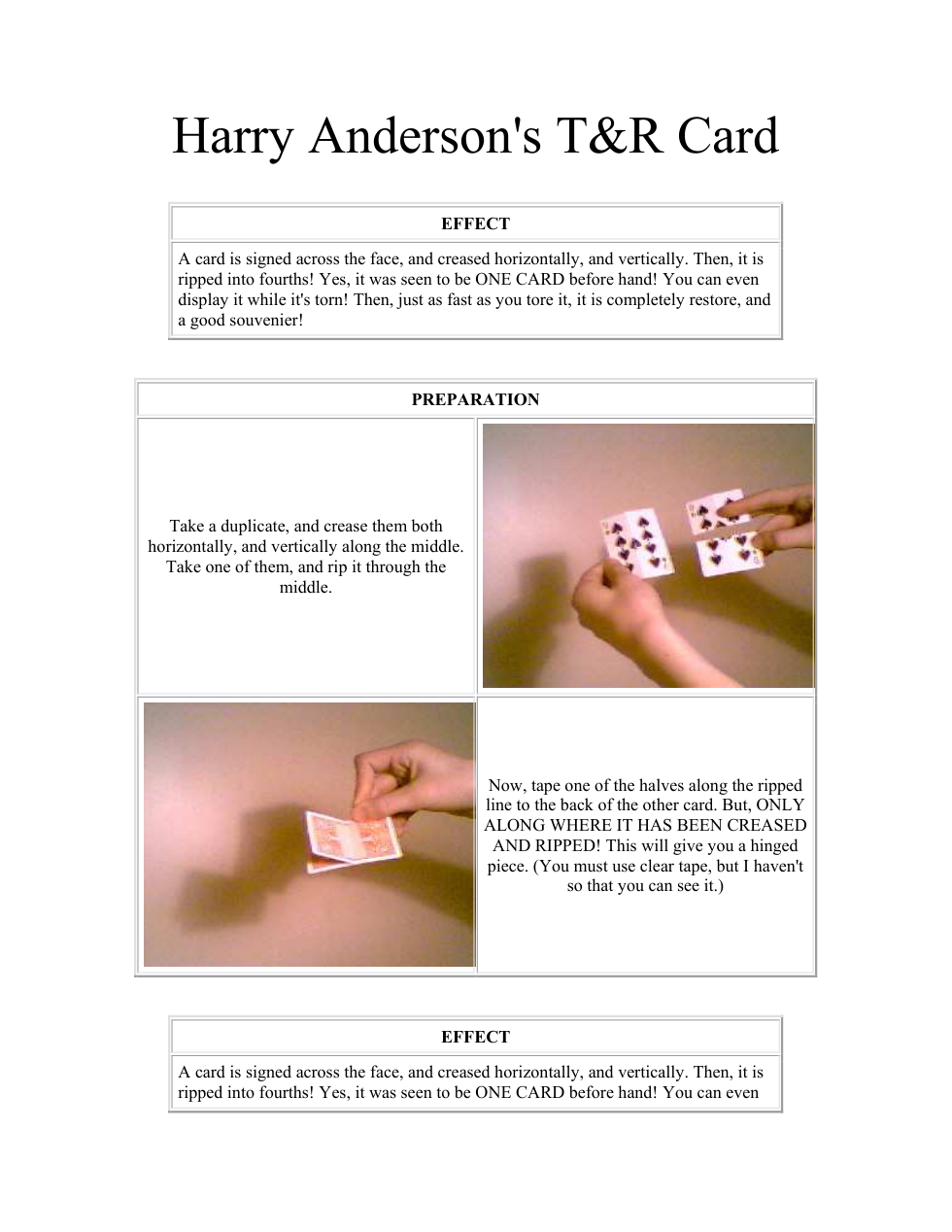 Harry Anderson - Torn & Restored Card cover
