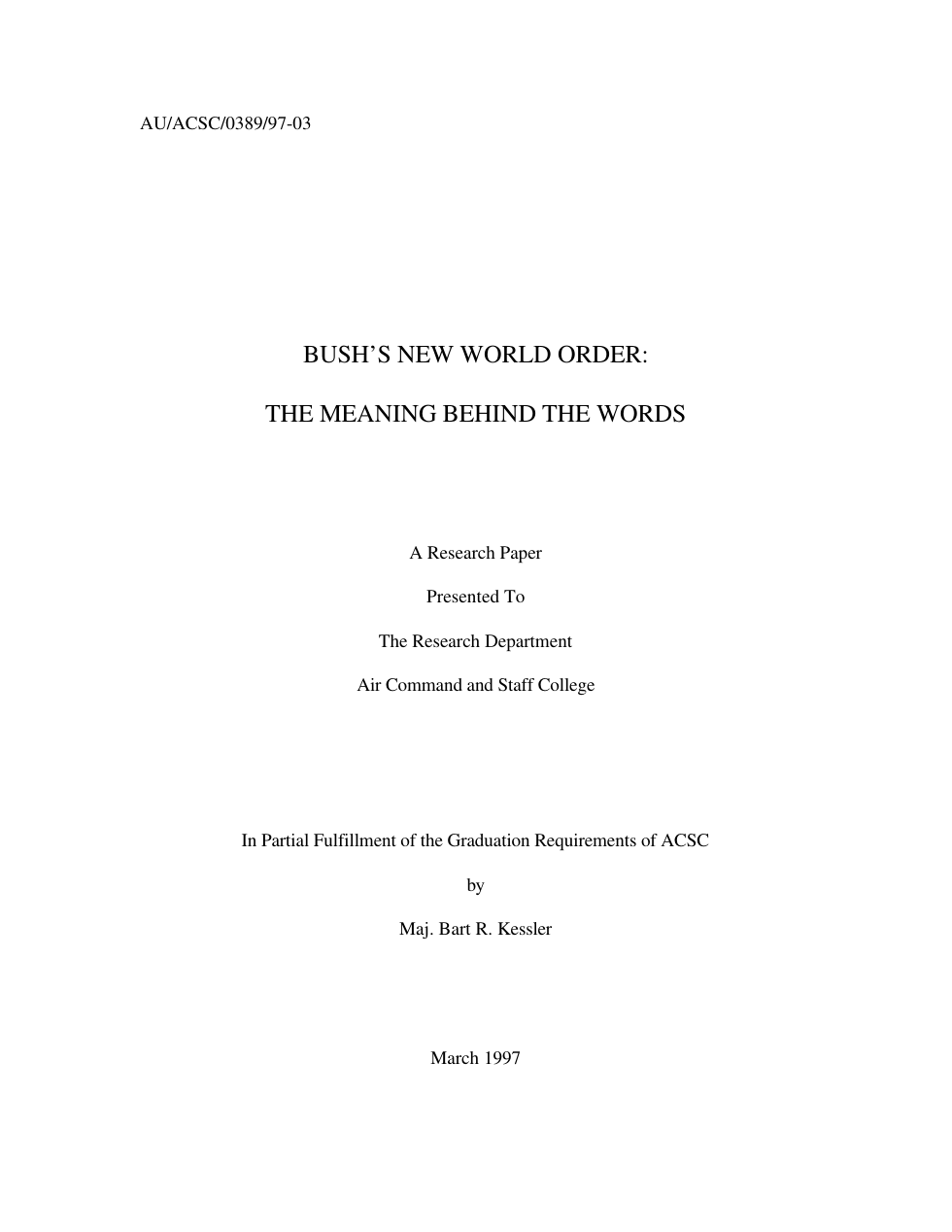 Bush's New World Order - The Meaning Behind the Words cover