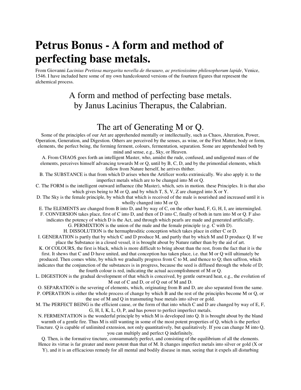 Petrus Bonus A form and method of perfecting base metals cover