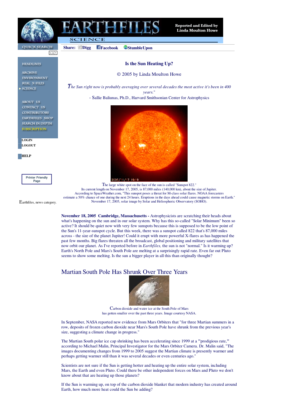 11 18 2005 Is the Sun Heating Up cover