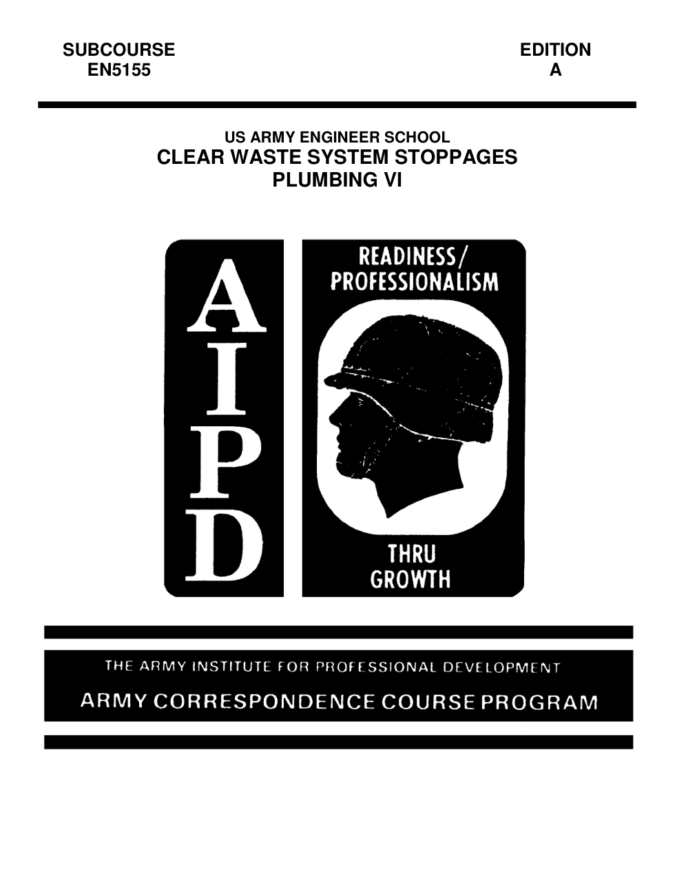 ARMY Plumbing VI - Clear Waste Sys. Stoppages 32 pages cover