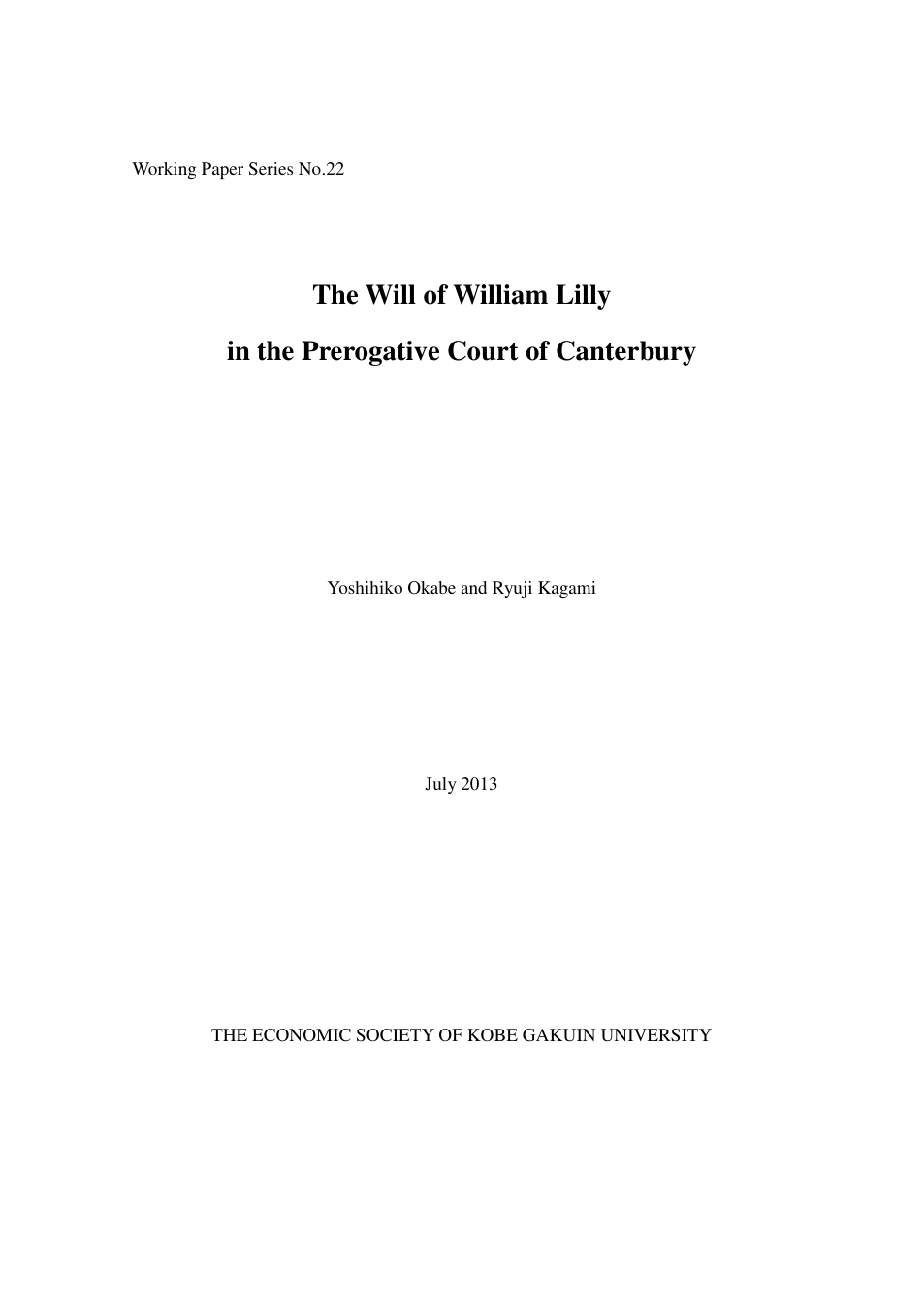 Lilly, William - 1681 - The Will of William Lilly cover
