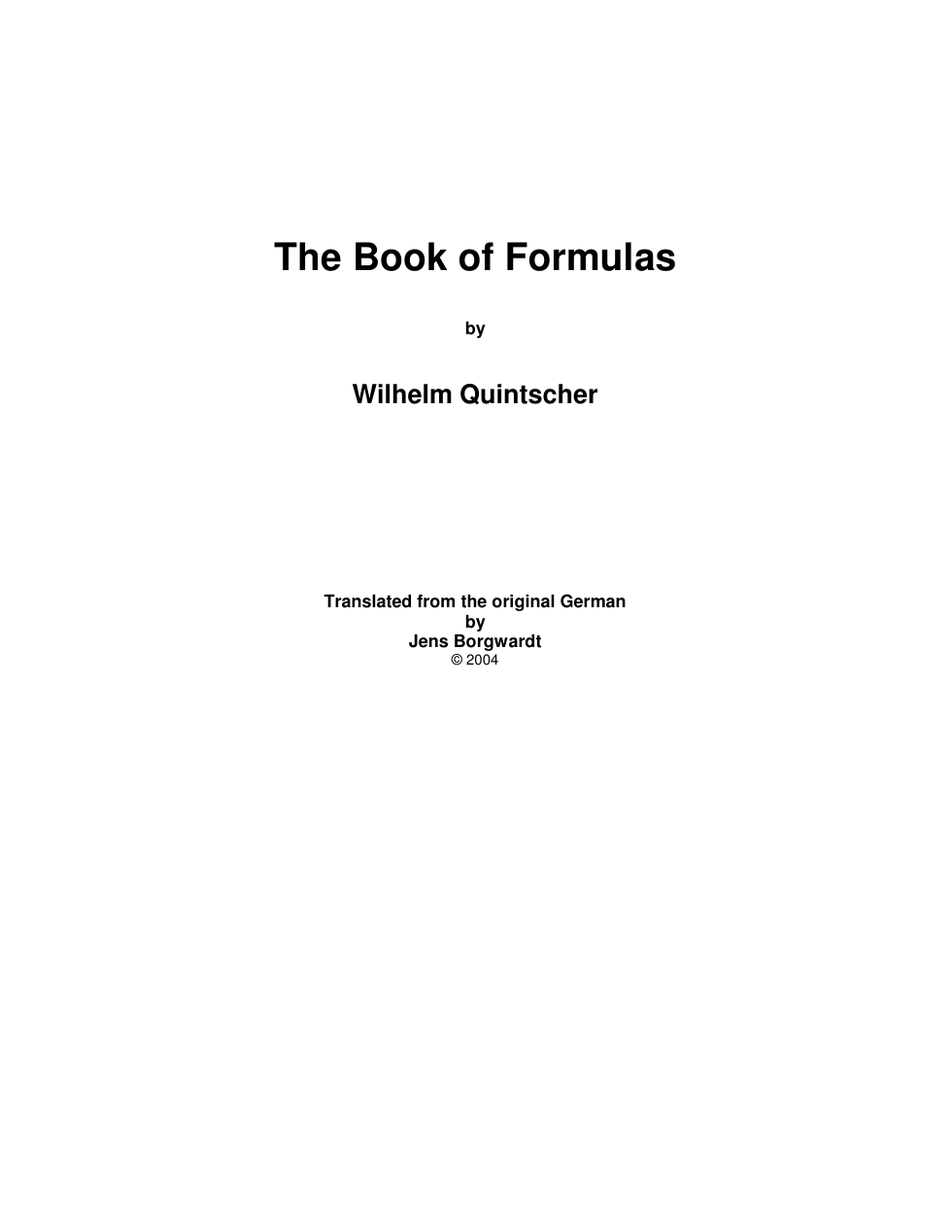 Book of Formulas by Wilhelm Quintscher cover