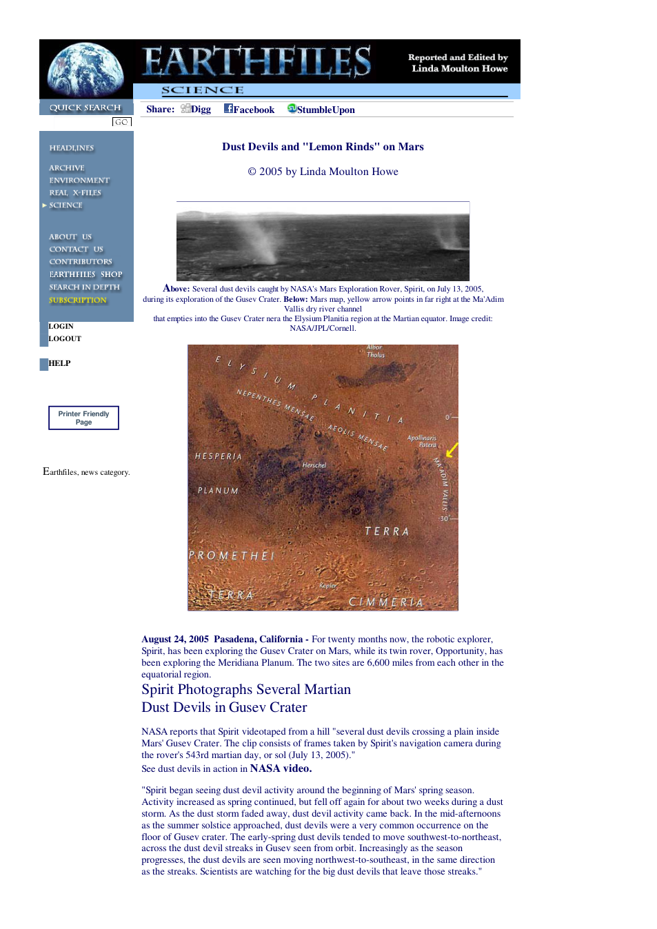 08 24 2005 Dust Devils and Lemon Rinds on Mars cover