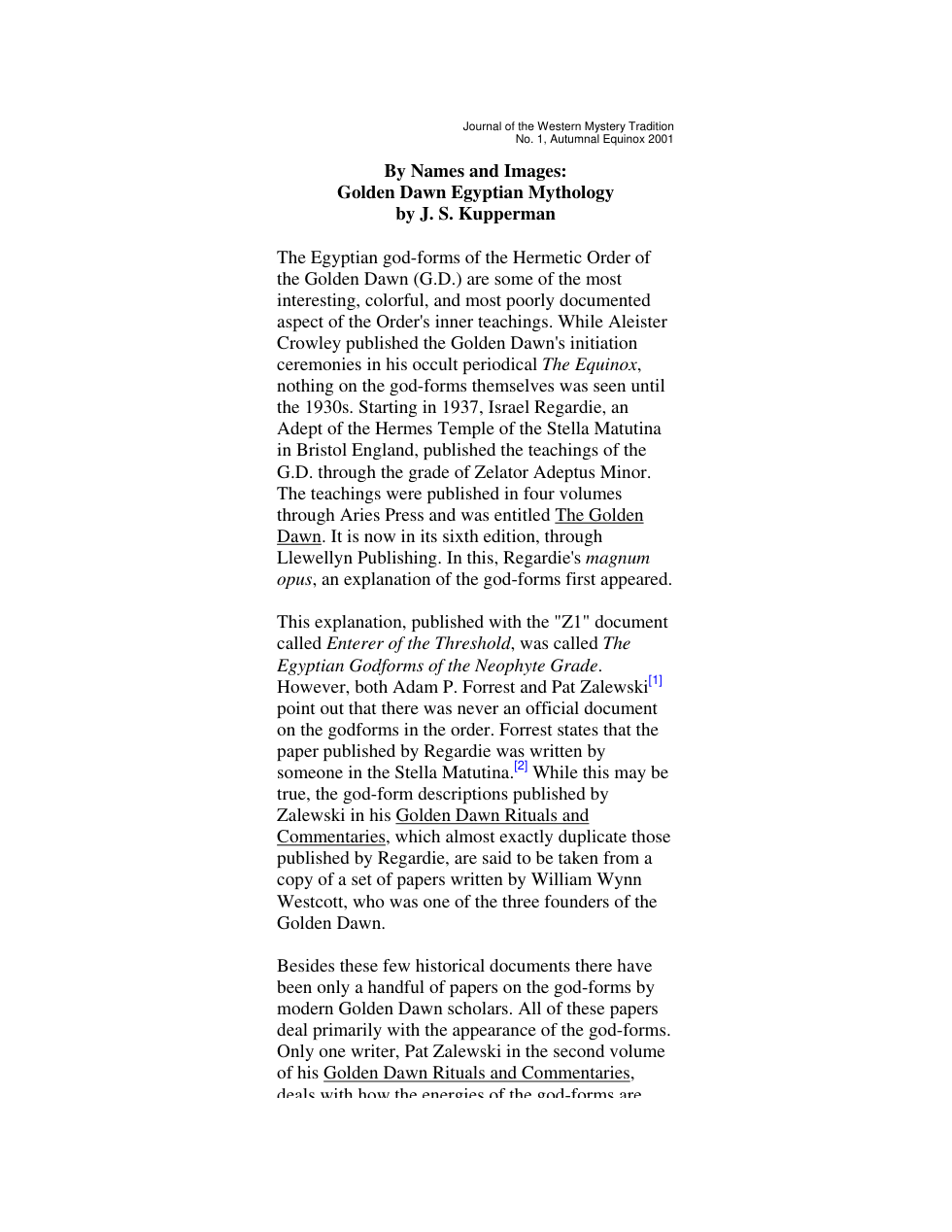 Names And Images - Golden Dawn Egyptian Mythology cover