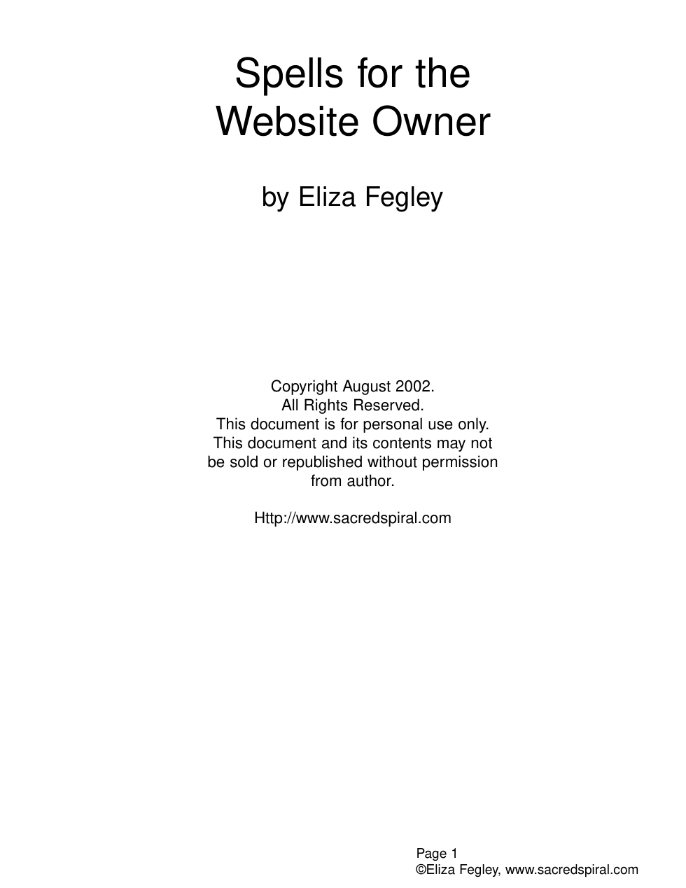 Spells for the Website Owner cover