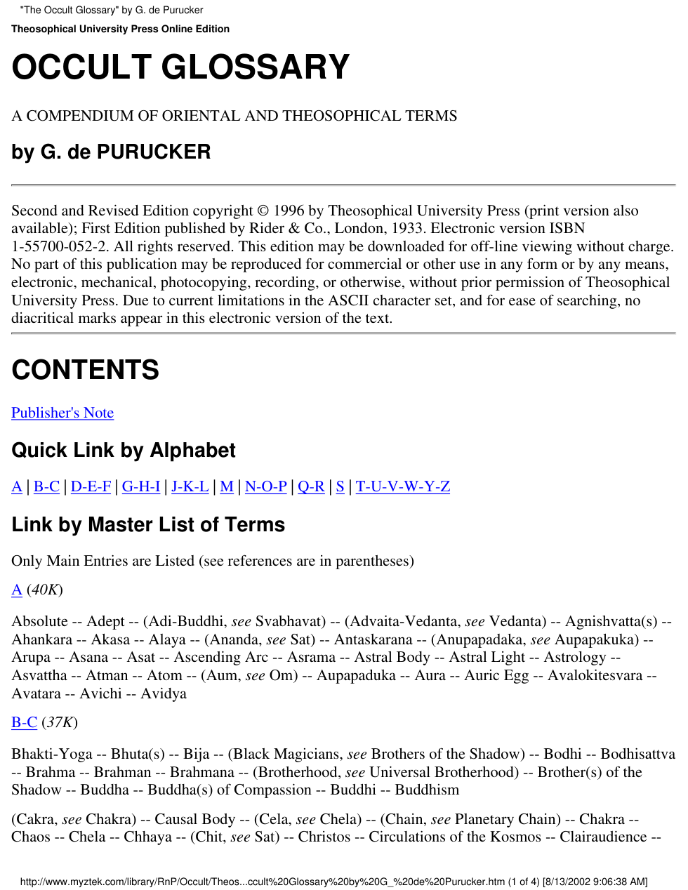G. de Purucker - Occult Glossary cover