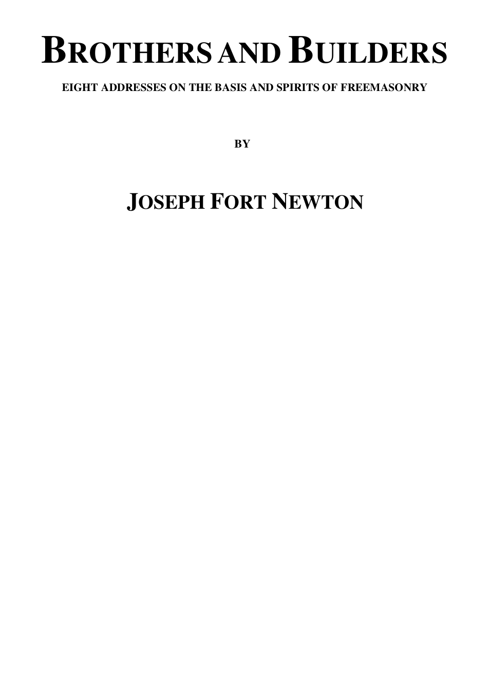 Brothers & Builders - J F Newton cover