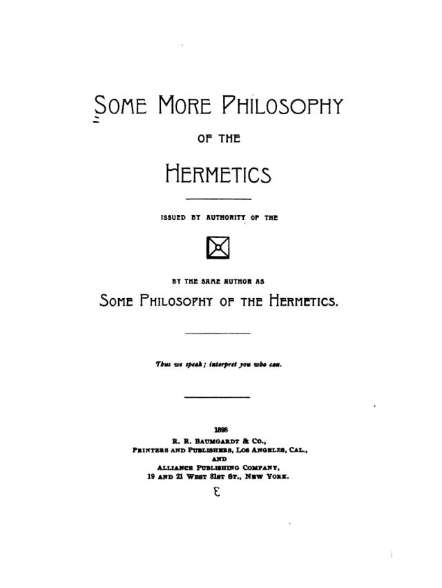Some More Philosophy Of The Hermetics - D P Hatch cover