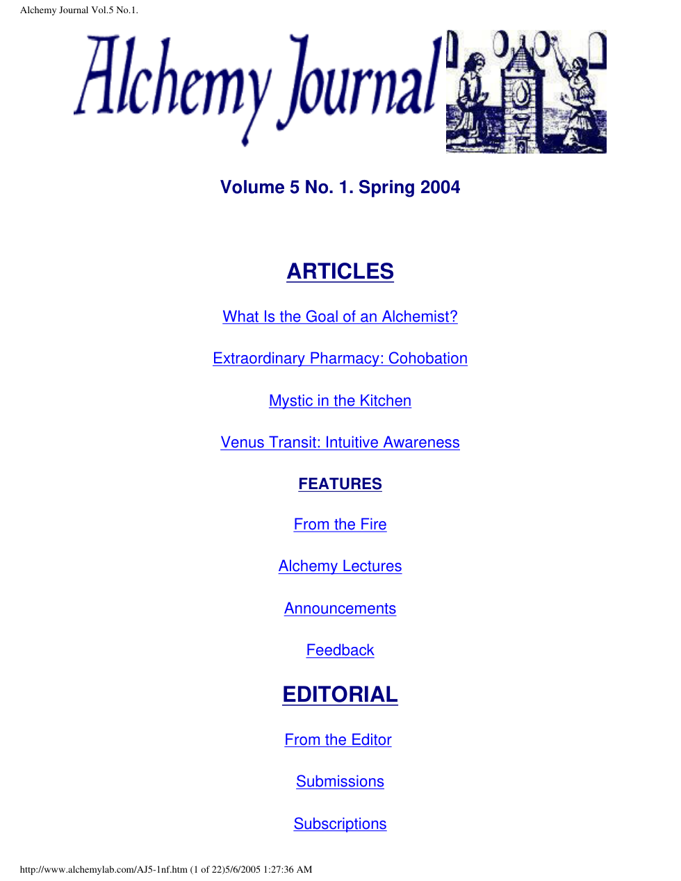 Alchemy Journal Vol.5 No.1 cover
