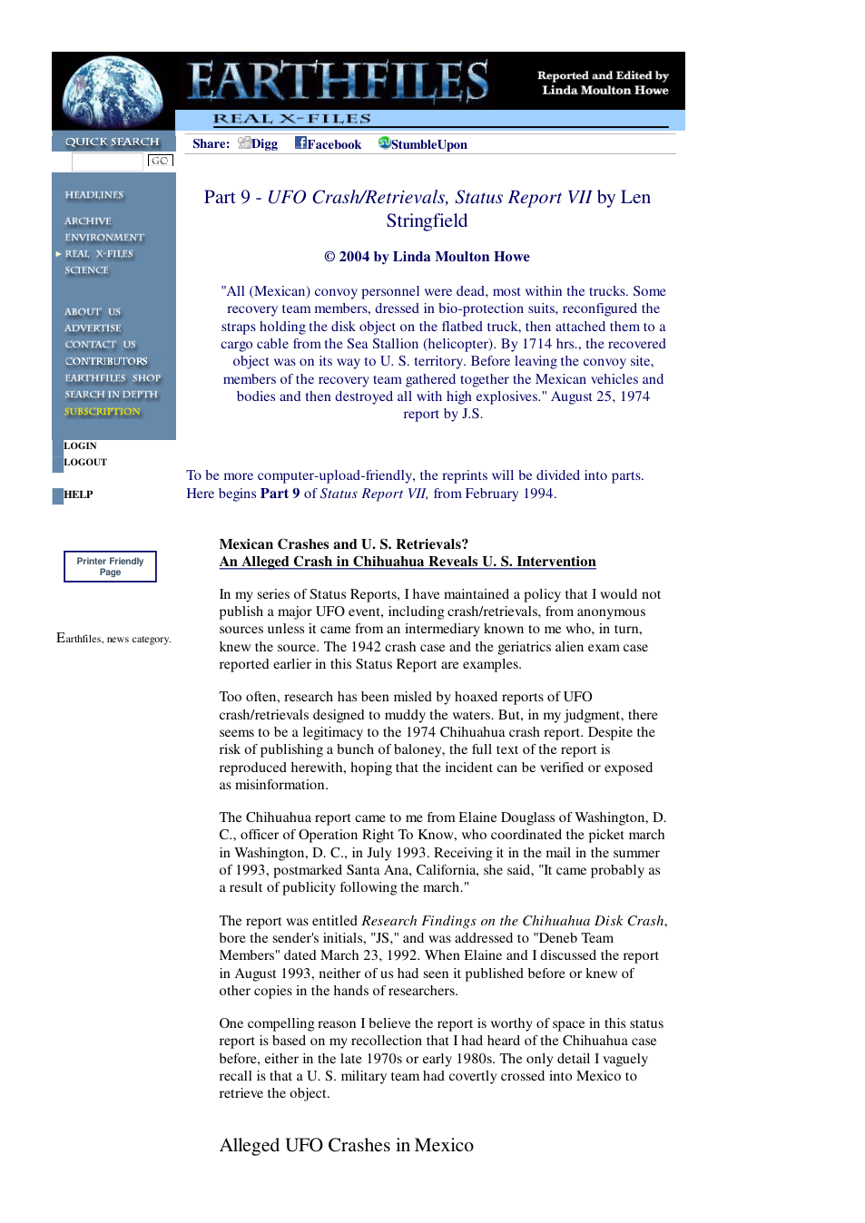 01 27 2004 Part 9 - UFO Crash Retrievals, Status Report VII by Len Stringfield cover