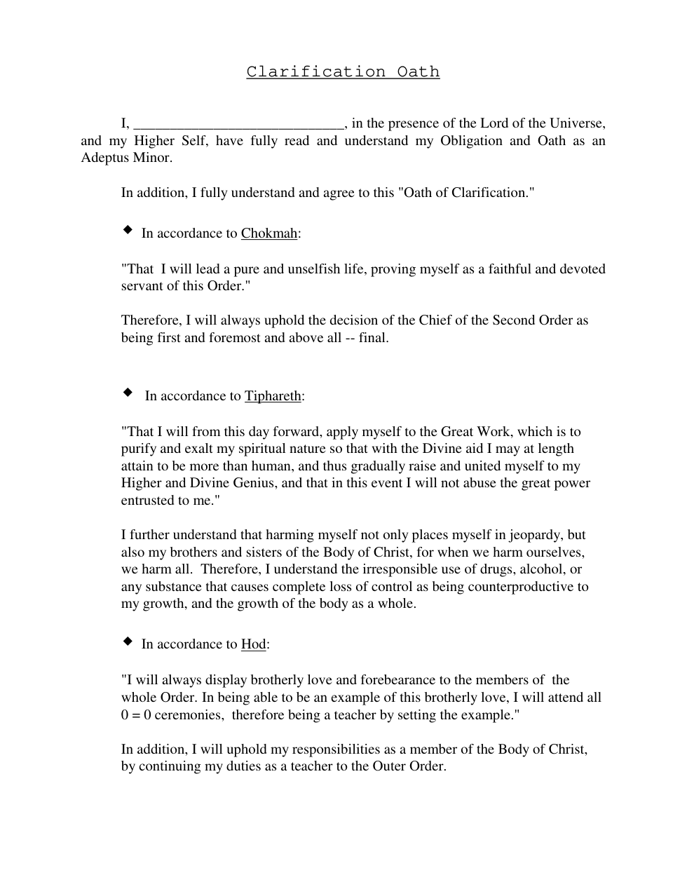 Clarification Oath cover