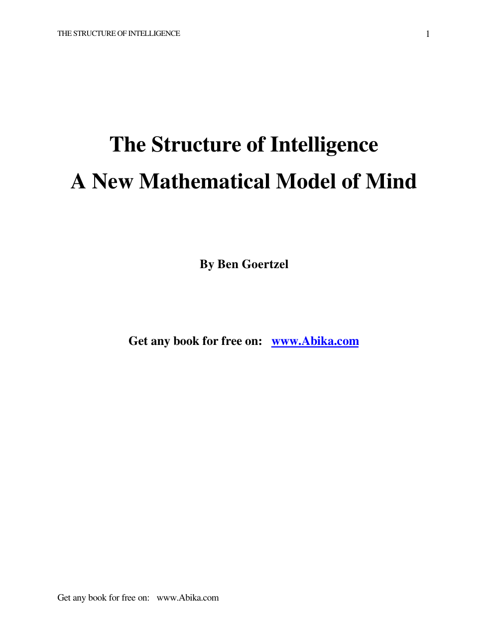 The Structure of Intelligence by Ben Goertz cover