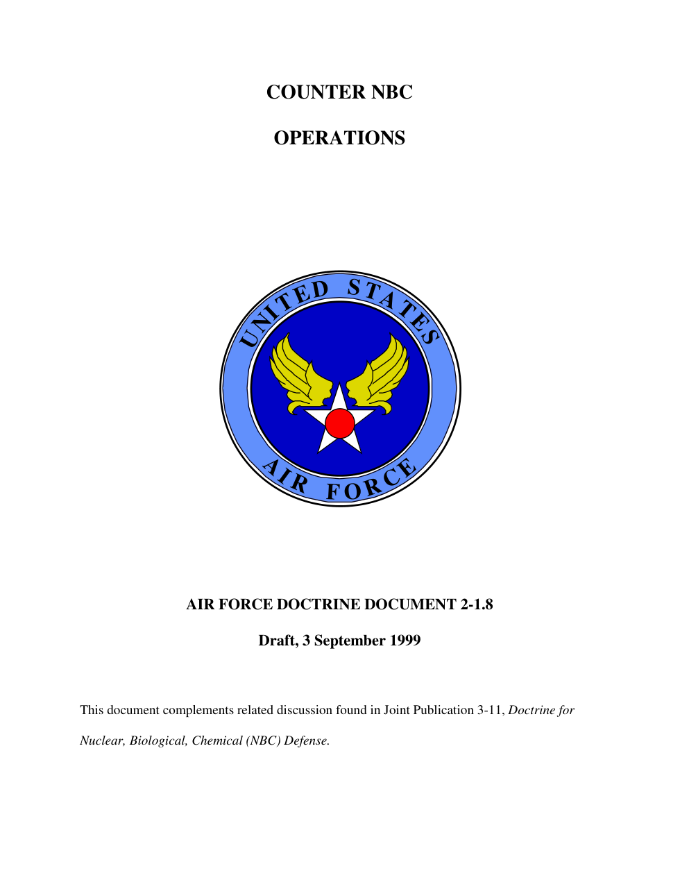 USAF Counter NBC Nuc. Bio. Chem. Ops 1995 63 pages cover