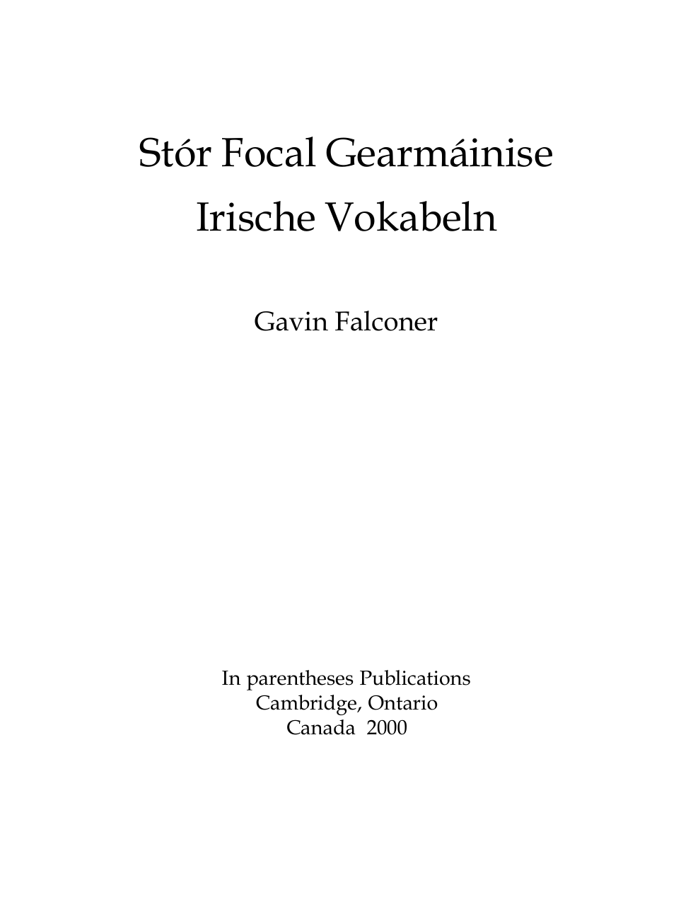 Gavin Falconer - Irish-German Wordlist cover