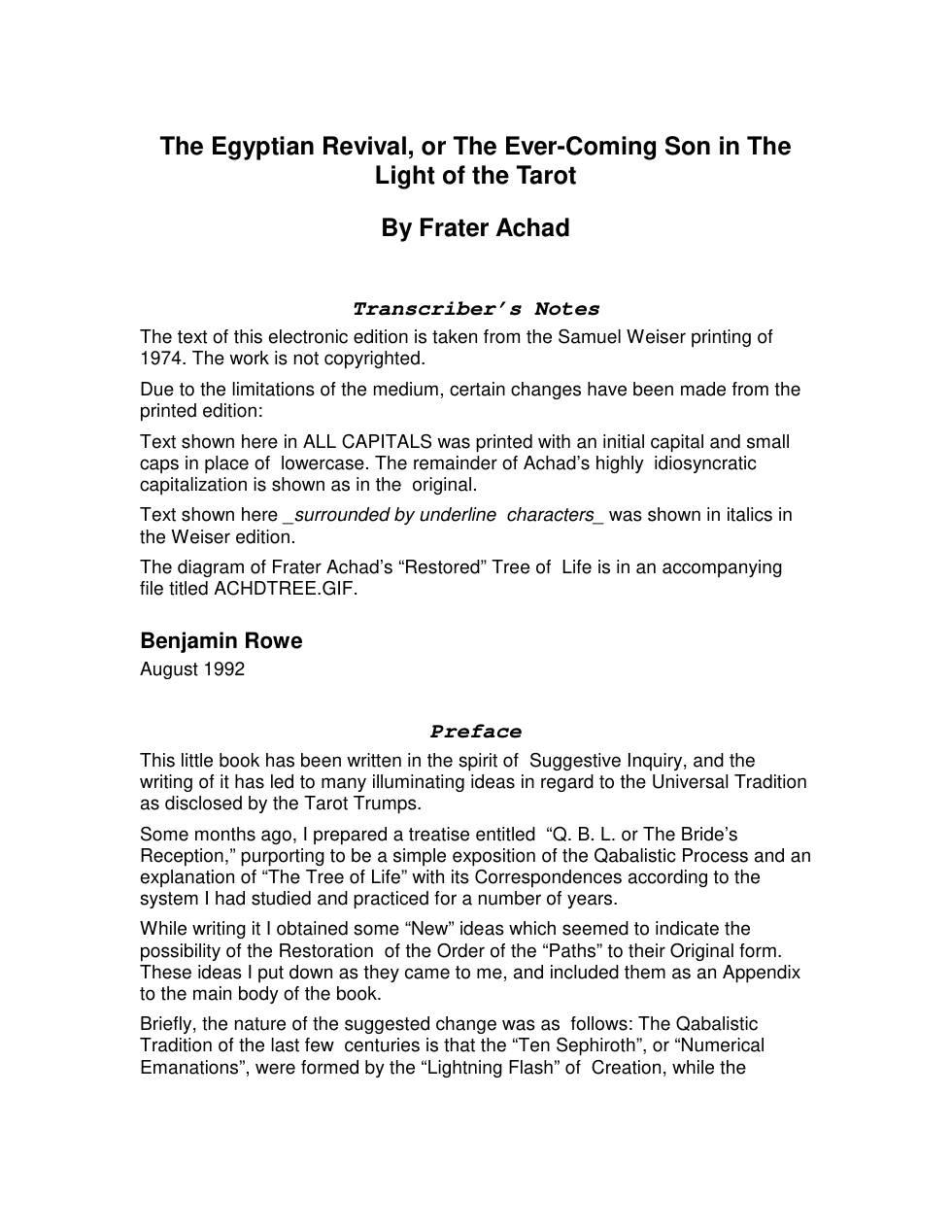 Evercoming Son in the Light of the Tarot cover