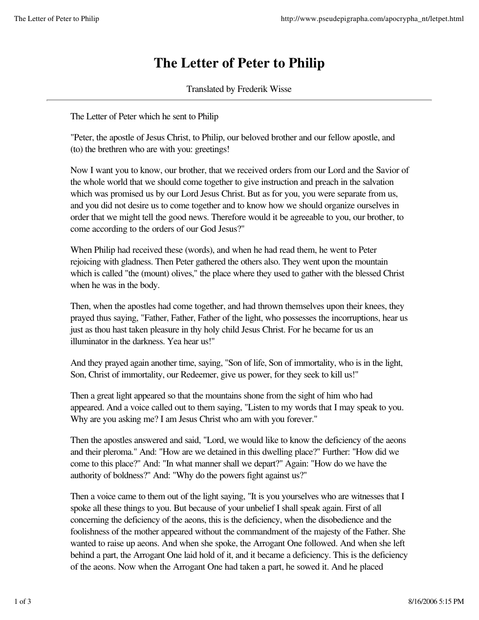 Letter of Peter to Philip cover