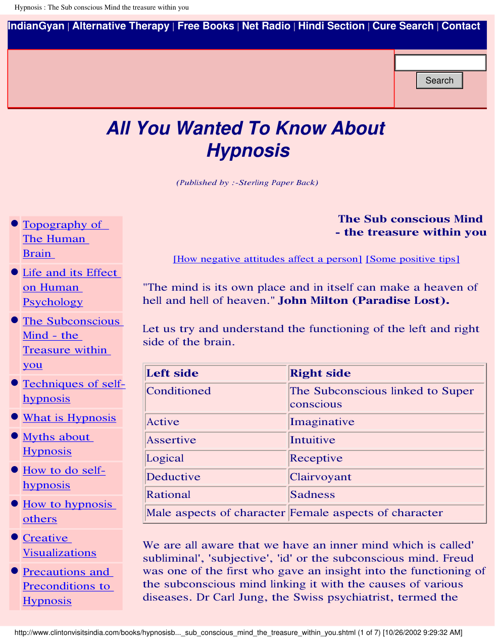 Hypnosis - The Subconscious Mind cover