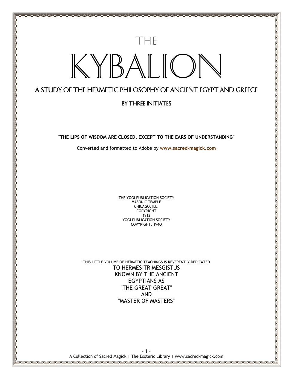 Kybalion cover