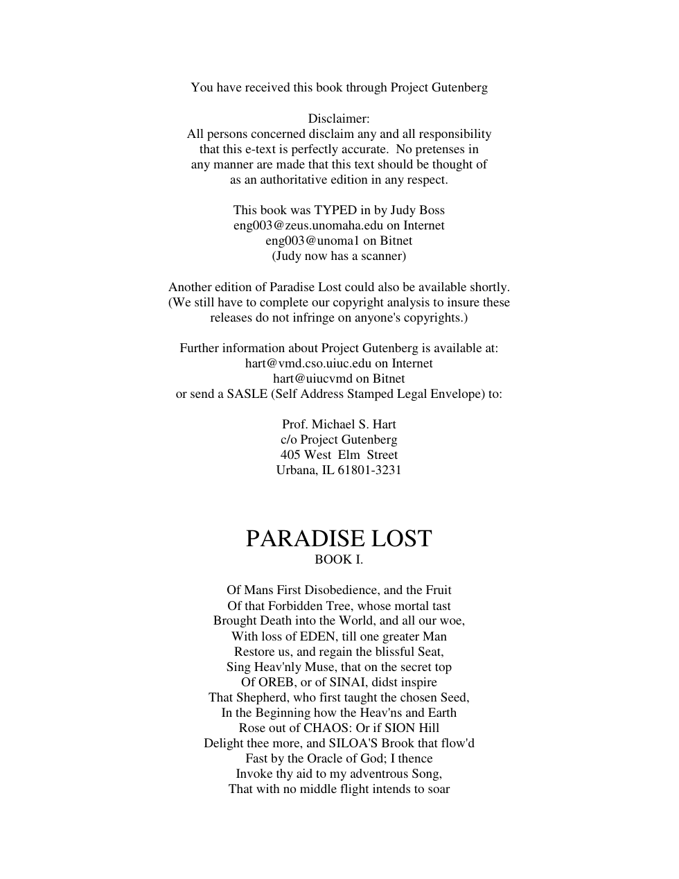 John Milton - Paradise Lost cover