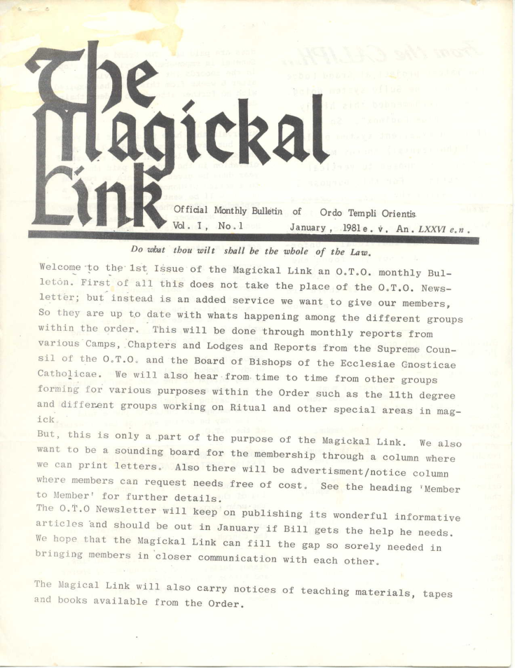 The Magical Link v. 1, No. 1 cover