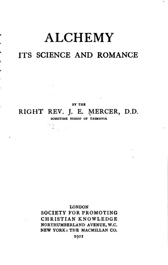 Alchemy Its Science & Romance - J E Mercer cover