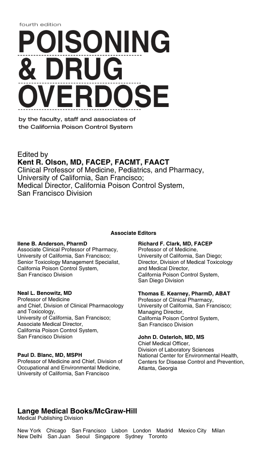 Poisoning and Drug Overdose (4th Edition) cover