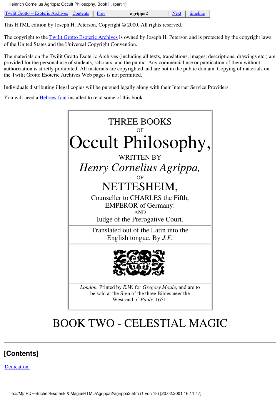 Turner, Robert - Of Occult Philosophy Book2 cover