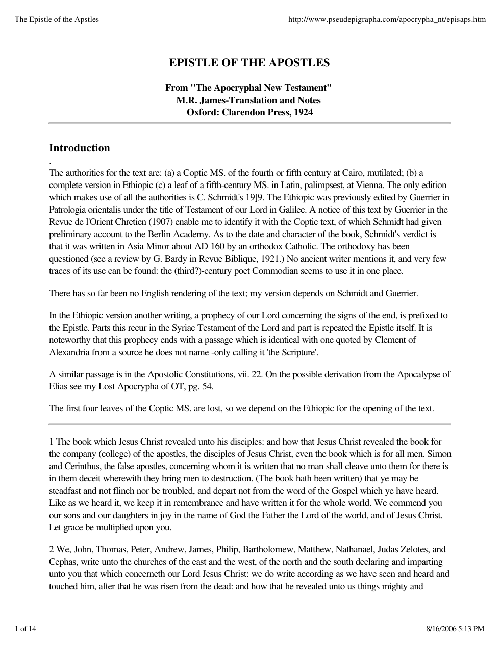 Epistle of the Apostles cover