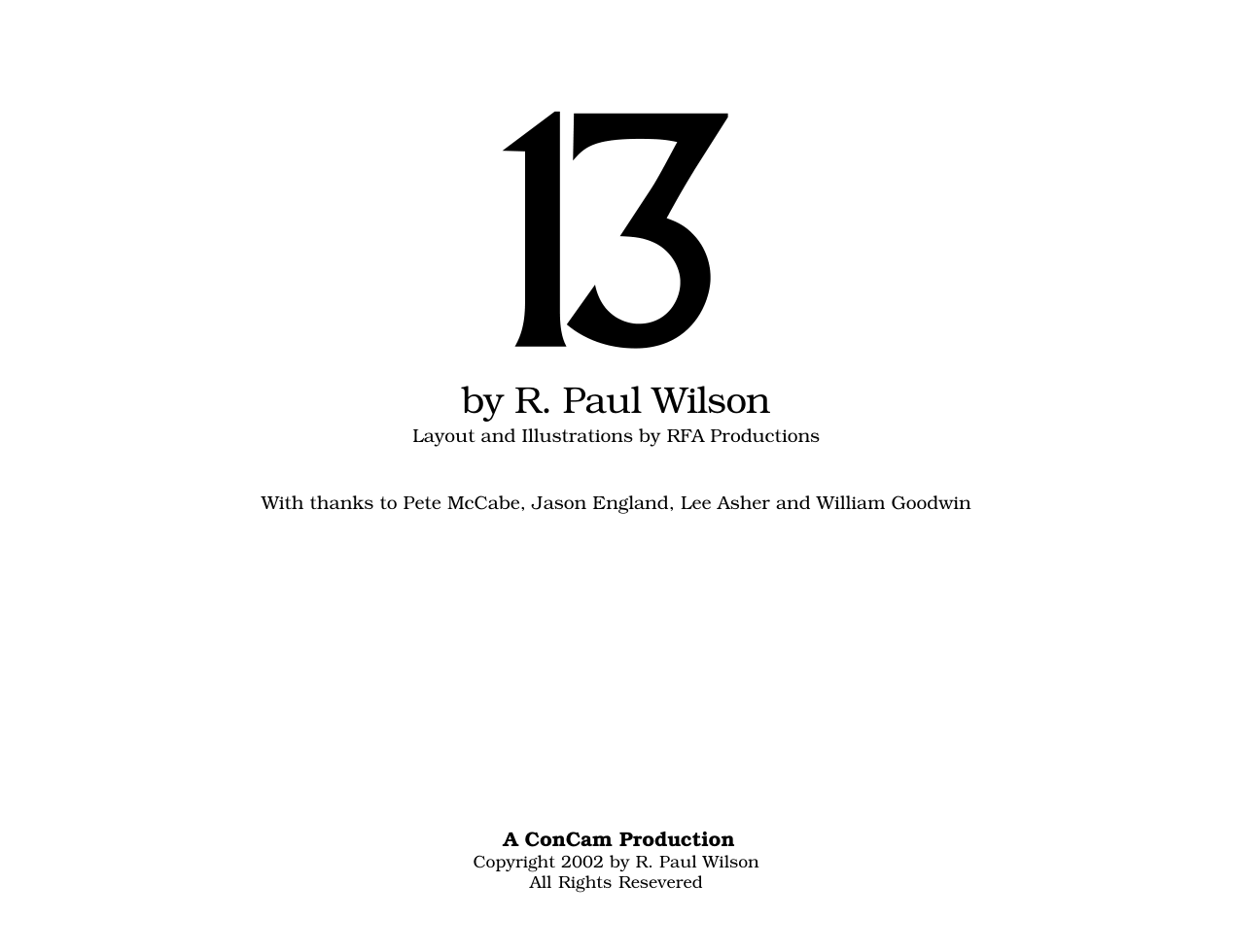 R. Paul Wilson - 13 cover
