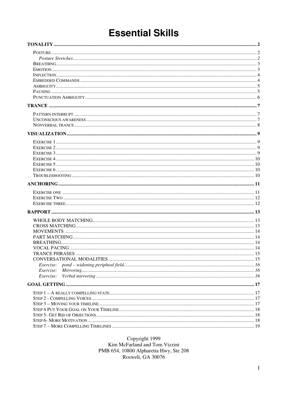 NLP Essential Skills Handbook cover